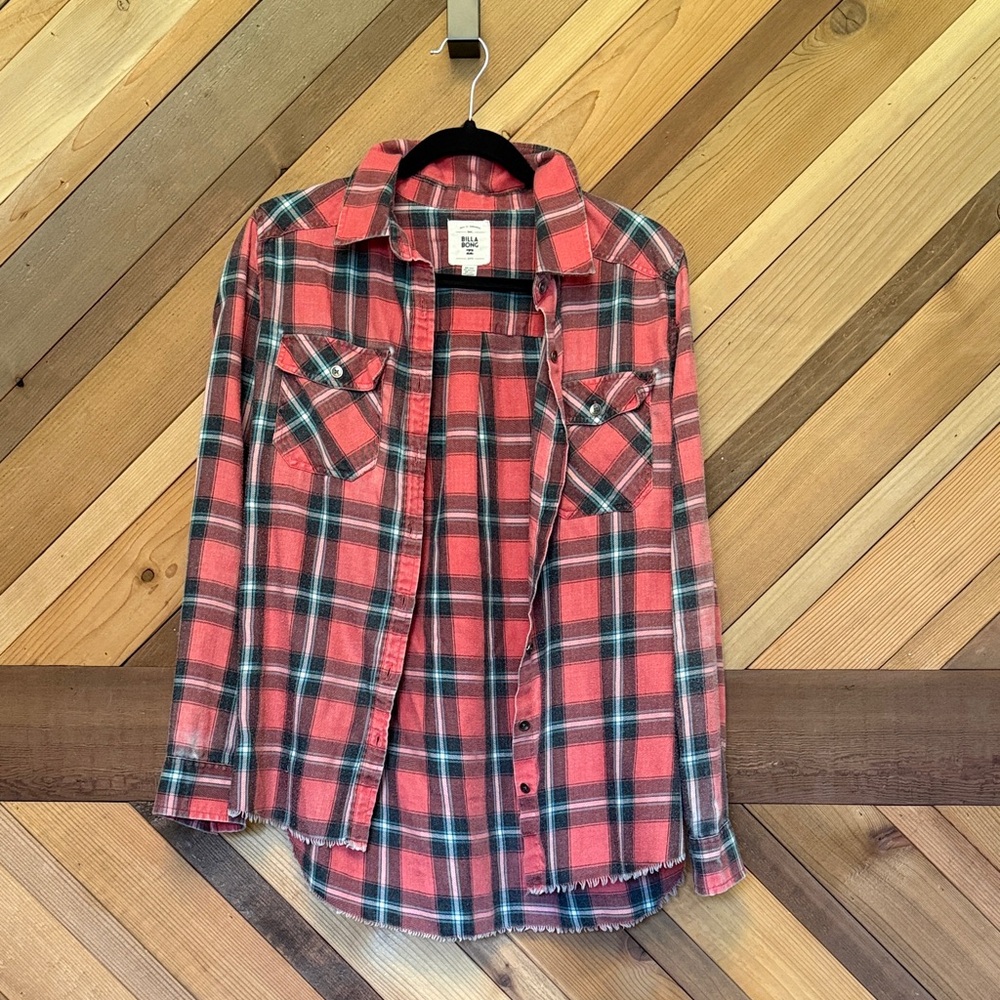 Billabong Red Plaid Button Down Shirt